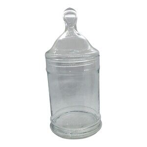 Vintage Clear Glass Apothecary Candy Store Wedding Bar Jar Clear Lid 8" Tall